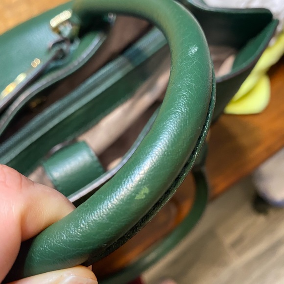 Michael Kors Hamilton Large Pebbled Leather Satchel Handbag / Tote Hunter Green - Picture 8 of 17